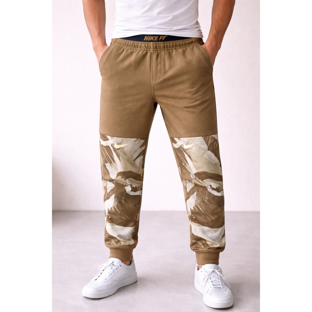 Nike Therma-FIT Men's M Cascade Brushstroke Camo Joggers Brown Fleece Sweatpants